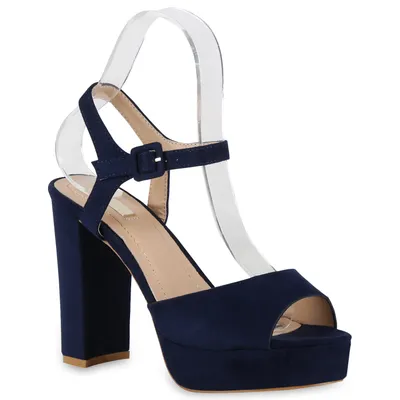 Produktbild von Giralin Damen Plateau Sandaletten Blockabsatz Party Schuhe High Heels 826158, Farbe: Dunkelblau, Größe: 36
