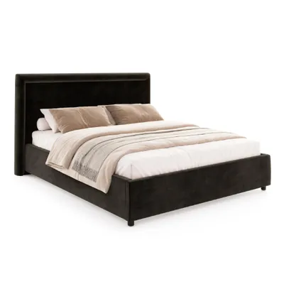 Produktbild von FDM Bett BUSCA Paris  180x200 cm Polsterbett mit Lattenrost aus Metall Bettkasten Stauraumbett Samt black