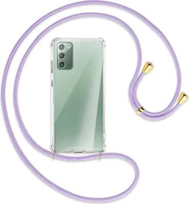 Produktbild von Handykette Backcover-Schutzhülle mit Band (Metall goldfarben) für Samsung Galaxy Note20 4G/5G (N980,N981) - violett
