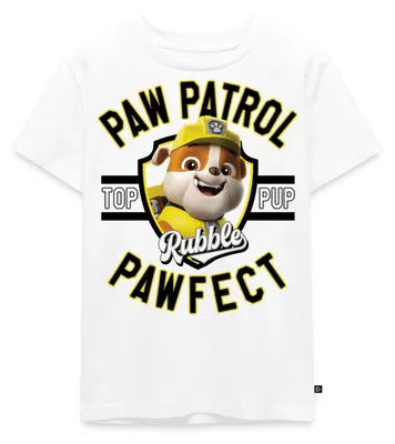 Produktbild von Spreadshirt Paw Patrol Rubble Pawfect Kinder Premium T-Shirt, 134/140 (8 Jahre), Weiß