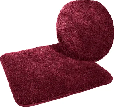 Produktbild von Kinzler hochwertiges Mikrofaser Bademattenset 2-teilig, Deckelbezug 47x50 cm + Vorleger 50x55 cm für Hänge-WC, bordeaux; J-10053/13