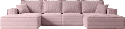 Produktbild von ALTDECOR Ecksofa mit Schlaffunktion und Bettkasten - Corner Sofa Eckcouch Couch U-Form universal, links/rechts angeordnet Schlafcouch Ausziehbar Wohnlandschaft SIERRA-U-S - 349x161x87 cm Rosa