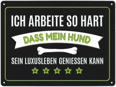 Produktbild von Luxusleben Hund Metallschild XXL in grün mit Knochen Motiv