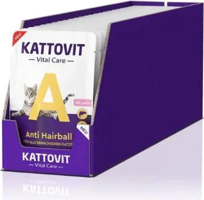 Produktbild von Kattovit Vital Care Anti Hairball Lachs - Frischebeutel Nassfutter 24 x 85 g