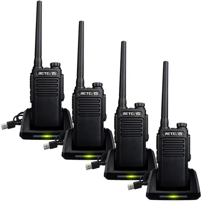 Produktbild von Retevis RT647 Walkie Talkie, PMR446 Funkgeräte set, IP67 Wasserdicht mit USB-Ladegerät für Schule, Sicherheit, Baustelle(Schwarz, 4 Stück)