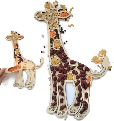 Produktbild von Holzspielzeug zum Auskippen, Giraffe, 6 mm Sperrholz