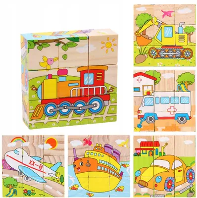 Produktbild von Drobiazgarnia Pädagogische Holzbausteine Puzzle 9 Teile