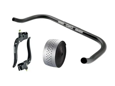 Produktbild von Bullhorn Fixie Singlespeed Lenker schwarz 400mm mit Bremshebel und Lenkerband