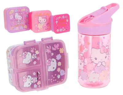 Image de Ensemble de repas Hello Kitty : gourde, boîte à lunch et boîte à goûter