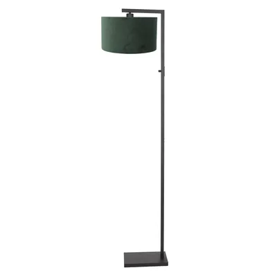 Produktbild von Steinhauer Stehleuchte Stang 1-flammig Matt Schwarz mit grünem Stoffschirm 28x18cm
