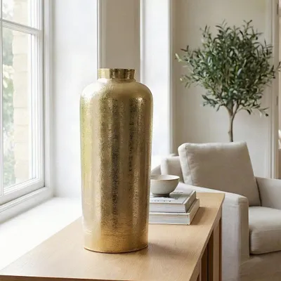 Produktbild von Metallvase gold strukturiert zylindrisch, H.51 cm