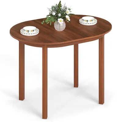 Produktbild von Ovaler Esstisch Walnuss 100 x 78 cm Gummibaumholz MDF