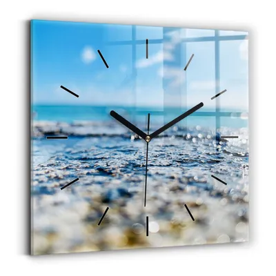 Produktbild von Wallfluent Wanduhr – Stilles Quarzuhrwerk - Uhr Dekoration Wohnzimmer Schlafzimmer Küche - Zifferblatt mit Striche - schwarze Zeiger - 30x30 cm - Wasserfotografie
