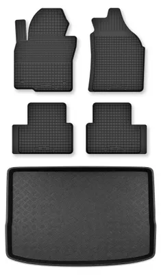 Image de Tapis en caoutchouc + bac de coffre pour BMW Seria 2 F45 Active Tourer 2015- (coffre standard) – 5 pièces, noirs, semi-universel, adapté