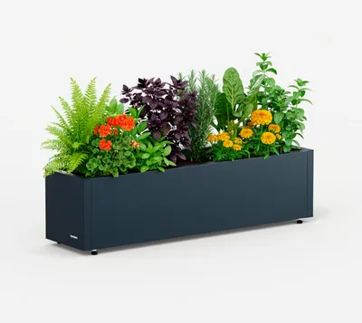 Produktbild von Herstera Garden Metall Pflanzkübel Cube Anthrazit 100x25x25 cm