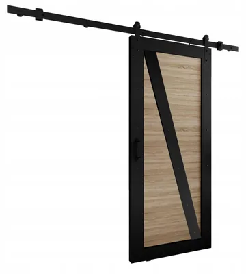 Produktbild von KierMoebel Schiebetür Komplettset LOFT ADIO 4 Schwarz & Sonoma 106x205x3,2 cm, Wohnzimmer Schiebetür