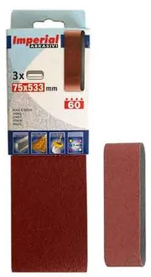 Productafbeelding van Schuurpapierrollen voor bandschuurmachines - 75 mm x 533 mm, korrel 60, verpakking van 3 stuks