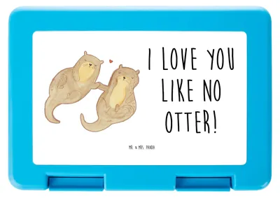 Produktbild von Mr. & Mrs. Panda Bentobox Otter Hände halten - Weiß - Geschenk, Liebe, Seeotter, glücklich, Paar, Bento Box, Vesperbox, Romantisch, Brotzeitbox, Brot Aufbewahrungsbox