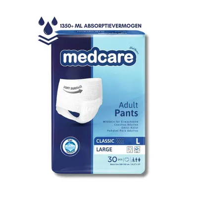 Produktbild von Medcare Pants – Inkontinenzhosen – Größe L – 30 Stück – Vorteilspack – Hohe Absorption & Komfort – Unisex