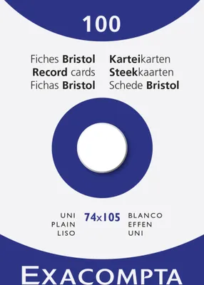 Produktbild von Exacompta 10x Karteikarten A7 blanko, Faltschachtel mit 100 Stück, Weiß, 13300B