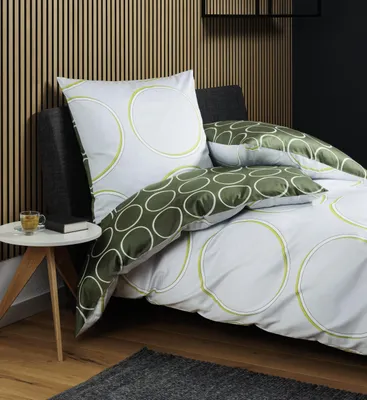 Produktbild von Janine Design Mako-Satin-Bettwäsche-Garnitur J. D. 87109 Farbe grün silber Größe 155x220+80x80