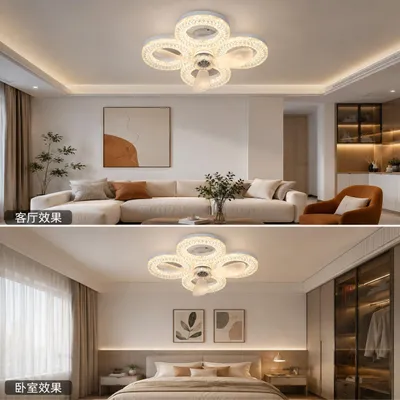 Produktbild von weiß Deckenventilator LED Beleuchtung Lichtfarbe einstellbar 6 Geschwindigkeiten, timer Sommer und Wintermodus CXY-360F, KI-generiertes Bild