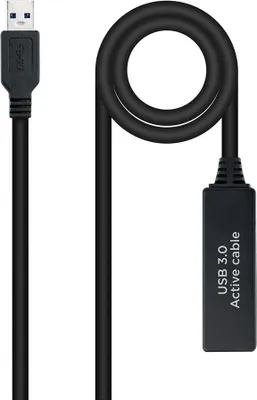 Obrázok produktu pre Nanocable 10.01.0312, 10 m, USB A, USB A, USB 3.2 Gen 1 (3.1 Gen 1), 5 Gbit/s, Čierna