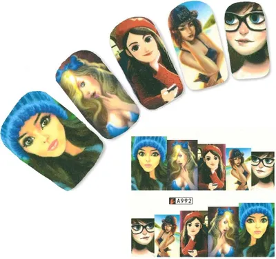 Produktbild von Tattoo Nail Art Aufkleber Manga Modell Glamour Kleid Nagel Sticker