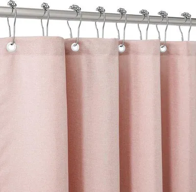 Productafbeelding van Unyqoos® douchegordijn, 182 x 182 cm – waterdicht polyester met linnenlook, roze, inclusief 12 roestvrijstalen ringen, schimmelwerend, met verzwaarde onderrand