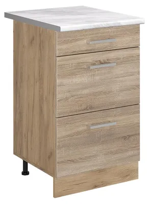 Produktbild von Küchenunterschrank Vicco R-Line Sonoma/Goldkraft Eiche 50 cm Arbeitsplatte Marmor, Model 70007