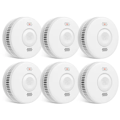 Produktbild von 6 Stück Rauchmelder,360° Erfassung Kohlenmonoxidmelder, CO-Melder, Brandmelder, Gasmelder mit 88 dB Alarm, 40 m Reichweite,-10–50°C