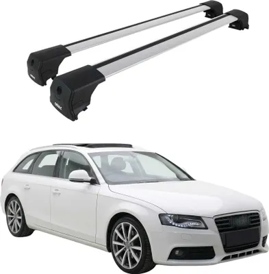 Image de Barres de toit de base pour Audi A4 B8 Avant 2008-2015, 75 kg, aluminium argenté, 2 pièces