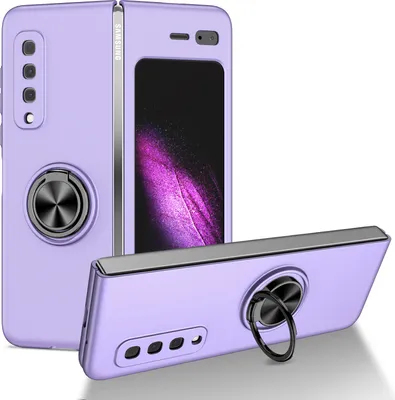 Produktbild von Samsung Galaxy Fold Hülle, Dünn Hart PC Schutzhülle mit Ringhalter Ständer für Samsung Galaxy Fold 2019 Lila