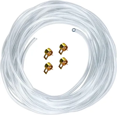 Produktbild von PVC-Schlauch, 10 m, Benzinschschlauch, 4 mm x 6 mm, mit 4 Schlauchklemmen für Wasserschlauch, Luftschlauch, Ölschlauch, Brennstoffschlauch, Benzinschschlauch, transparent