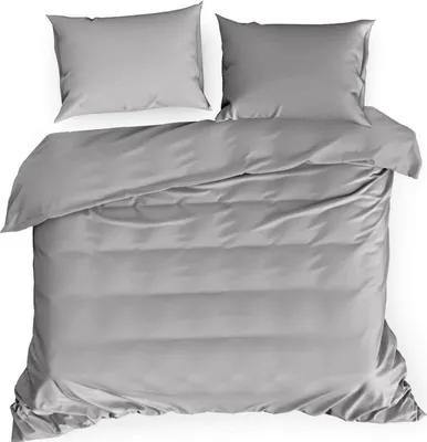 Zdjęcie produktu dla Pościel satynowa Harmony 160x200 + 70x80 szara elegancja i komfort