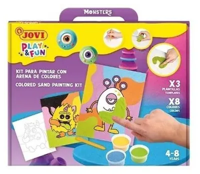 Productafbeelding van JOVI 77-2103 JOVI Bastelset Play & Fun Sand Painting Kit Monsters mehrfarbig
