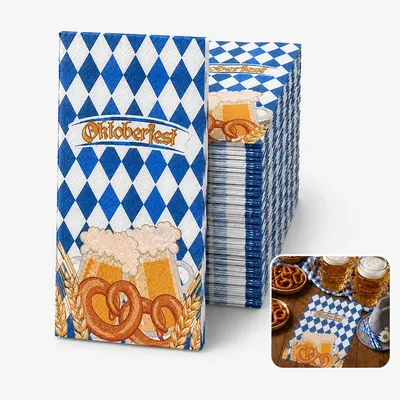 Image de Serviettes en papier - 3 épaisseurs, motif losanges bleu et blanc - 20 pièces - 33x33 cm