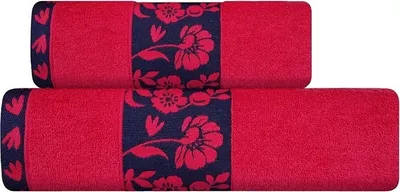 Image de Serviette de bain 100 % coton, motif floral, 70 x 140 cm, fuchsia