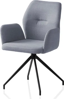 Produktbild von SalesFever Armlehnstuhl | 180° Drehfunktion | Bezug in Strukturstoff | Gestell Metall | B 59 x T 58 x H 88 cm | dunkelgrau – schwarz