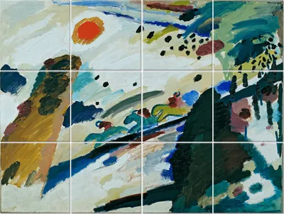 Produktbild von Legendarte - Multipanel Bilder Romantische Landschaft - Wassily Kandinsky cm. 150x200 (12 Stück)
