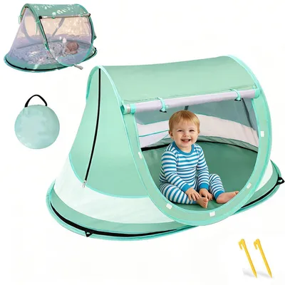 Produktbild von Baby-Strand-Sonnenschutz mit UVB 50+,schnelles Aufklappen,schützt effektiv vor Sonne,360° Moskitonetz,inkl ideal für Strand, Wiese, Reisen und Camping