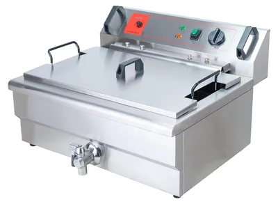 Edelstahl-Fritteuse 3000 W, 30 l, mit Korb und Deckel