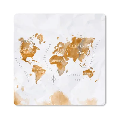Produktbild von MuchoWow® Mauspad Mousepad Karte - Gold - Welt 30x30 cm - Mousepads - Maus Mat - Pad - Mausunterlage - Gaming
