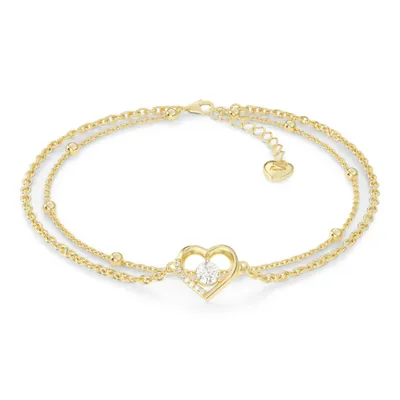 Immagine prodotto di SERASAR | Cavigliera [Cuore] in argento 925 con oro | Colore: Oro | Lunghezza: 28cm