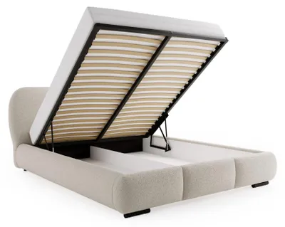 Produktbild von Chilly Möbel Design Modern Polsterbett Savona Grau 180×200 – Bouclé Stoff, mit Stauraum & Lattenrost Metallrahmen