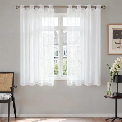 Immagine prodotto di Tende trasparenti Unyqoos®, set da 2, 145 x 140 cm, 100% poliestere, trasparenti e dotate di passanti per il fissaggio – ideali per soggiorno e camera da letto