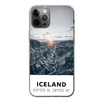 Produktbild von MuchoWow® Handyhülle Schutzhülle Hülle für iPhone 12 Pro Island - Sonne - Berge Silikon Softcase Handy Hülle - Abdeckung