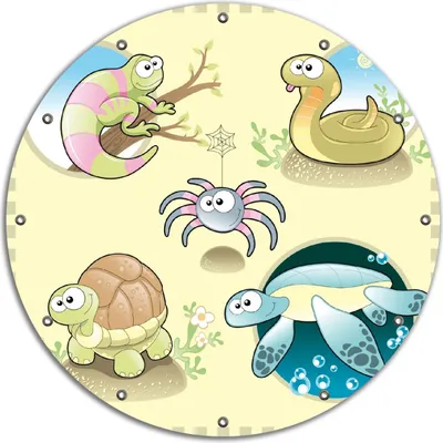 Produktbild von Wallario rundes Outdoor-Poster für Garten oder Balkon, Motiv Lustige Comictiere, 90 cm Durchmesser