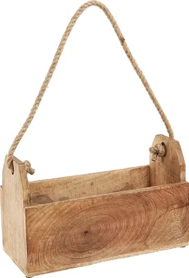 Produktbild von Pflanzkasten Holz Jute Rustikal Dekoration 27x12x17cm