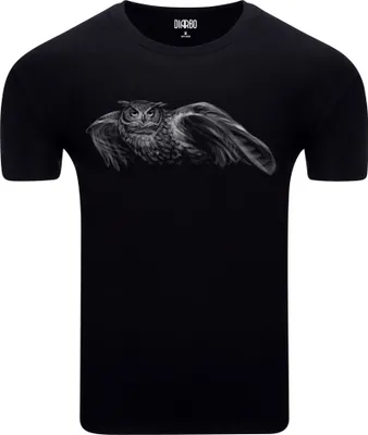 Produktbild von Diarbo Herren T-Shirt mit Aufdruck Wildtierporträts Fliegende Eule Schwarz Gr.XL